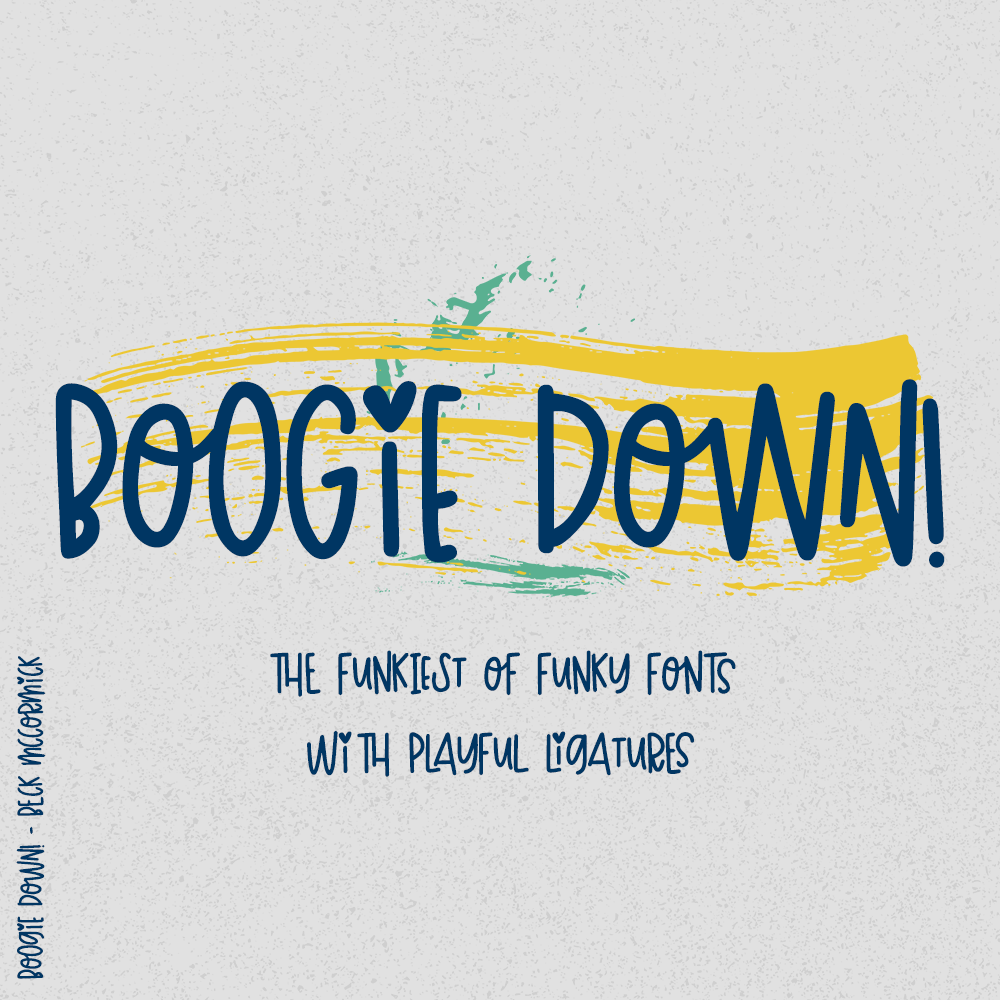 Say hello to Boogie Down, a handlettered sans font. Boogie Down Sans is a super playful, hand-printed typeface.

Boogie Down! will be a perfect fit for:
- logo designs or branding that is kid-centricor whimsical
- funky, sassy shirts
- design

beckmccormick.com/product/boogie…