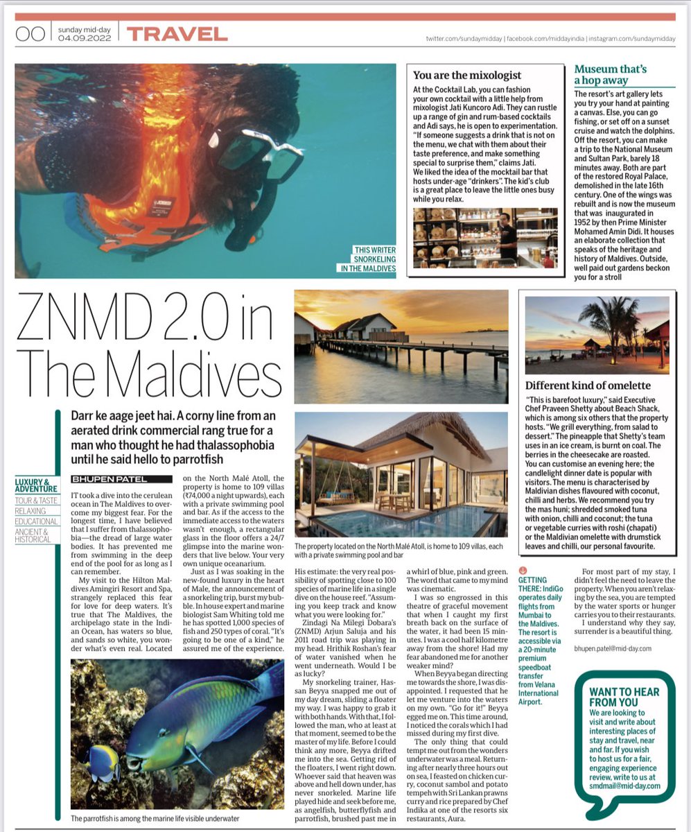 Bhupen (@patel_bhupen) on Twitter photo A detailed account of the the wonders of #Maldives in today’s <a href="/sundaymidday/">Sunday Midday</a>. #HiltonMaldives #AmingiriStory. mid-day.com/amp/sunday-mid… A detailed account of the the wonders of #Maldives in today’s <a href="/sundaymidday/">Sunday Midday</a>. #HiltonMaldives #AmingiriStory. mid-day.com/amp/sunday-mid…