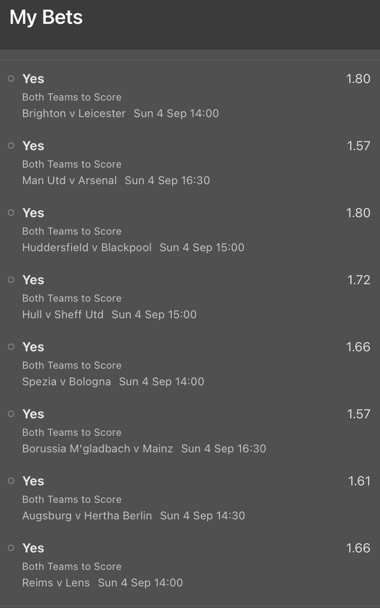 Todays bet, 8 fold both teams to score 🙏 #football #bet #betting #money #sunday #premierleague #championship #morning