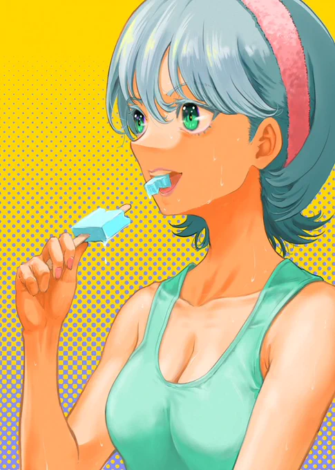 一夏でアイスバー100本食べるお姉さん 