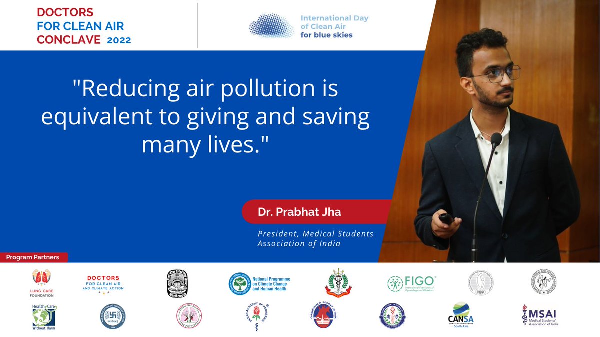 icareforlungs's tweet photo. "Reducing air pollution is equivalent to giving and saving many lives", says Dr. Prabhat Jha, President, Medical Students Association of India
#DFCACon #TheAirWeShare #WorldCleanAirDay #RxCleanAir https://t.co/Hd321P7Dvu