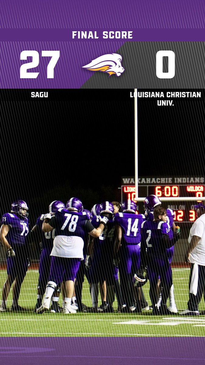 SAGU 🏈 STARTING THE SEASON OFF RIGHT! 😎

The Lions beat Louisiana Christian Univ. 27-0 🦁🔥