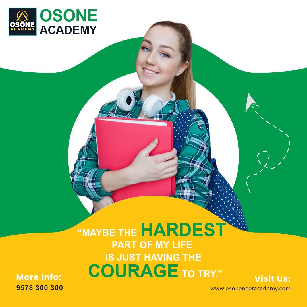 osoneacademy's tweet image. Having the courage to try is the hardest part of your life. Overcome that and you can succeed in any venture you pursue.

For admission, contact Osone NEET Academy. Call- +919578 300 300 info@osoneneetacademy.com #neet #neetmotivation #neetquestions #neetbiology #neetcoaching