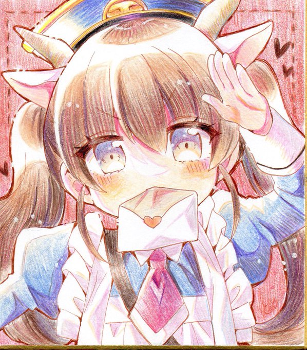 郵便屋さんやぎメイド#創作#ヲトメツバキ#色鉛筆 