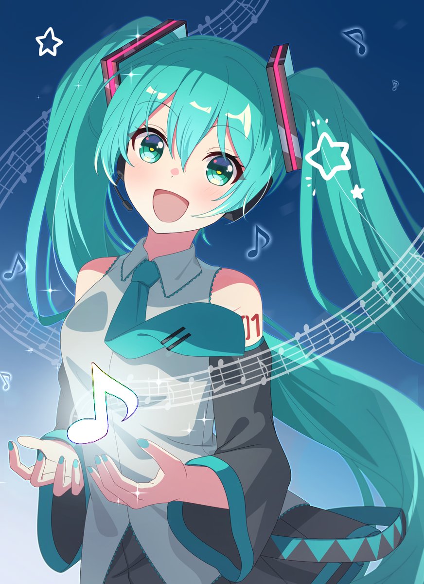 初音ミク「遅刻しちゃったけど!ミクさんお誕生日おめでとう～～!!!#初音ミク 」|逸見ルカのイラスト