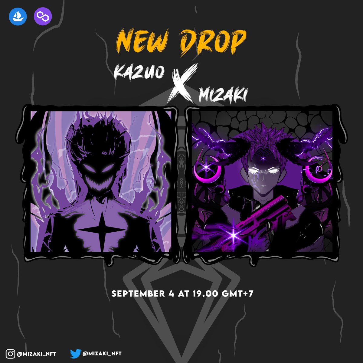 🚨 ANNOUNCEMENT 🚨

<a href="/Kazuo_nft/">Kazuo NFT | 戦士</a> X <a href="/MIZAKI_NFT/">MIZAKI NFT || GENESIS</a>
Darkness-theme drop collaboration!
Note the date: 
🗓️ Sunday, 4 Sept | 12 PM (UTC) / 7 PM (WIB)

DONT MISS IT! LFG 🔥

#NFTs #NFT #NFTJapan #NFT宣伝枠 #NFT買いま