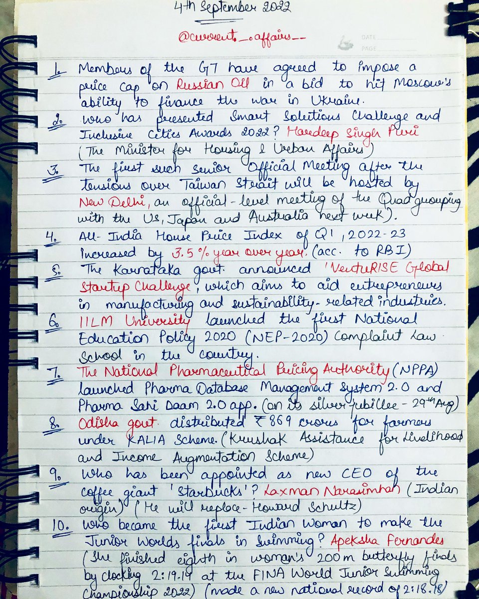 vishalmalik0741's tweet photo. Today’s Current Affairs
3rd September 2022 . . .
#ias #ips #ifs #irs #hcs #upsc #pcs #ssc #studygram #instargam #generalknowledge #currentaffairs2022 #allfacts #sciencefacts #currentaffairs #worldfacts #indiafacts #science #taylorhawkinstribute #UFCParis #BBNaijaXPepsi https://t.co/tTWMrv1zxi