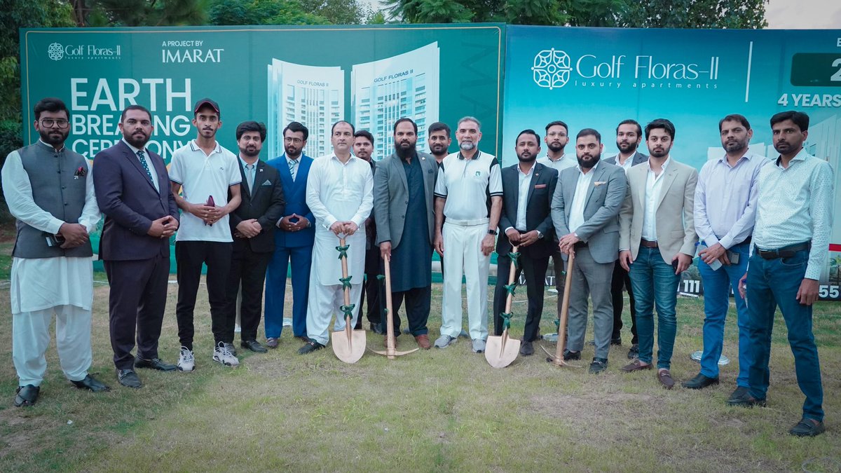ImaratPK's tweet photo. Earth Breaking Ceremony of Golf Floras II 🔥

Construction of @golffloras2, a project by IMARAT, ranked among the top 20 Luxury Resort Living projects worldwide, has begun 🙌

For details, call us: 051 111 555 555 or 051 111 021 111. 

#GolfFloras #Islamabad #Construction https://t.co/Z9PDkLneA9