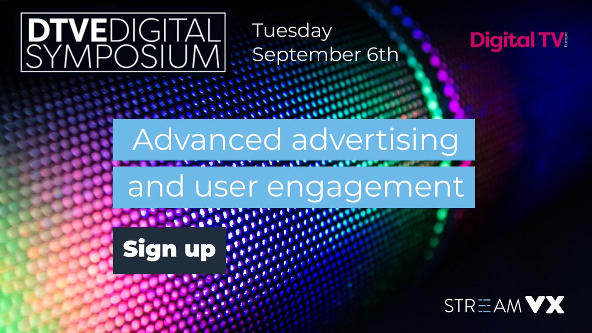 StreamvxPL's tweet photo. Sign up for the latest @digitaltveurope online symposium about advanced advertising & user engagement. StreamVX is partnering with DTVE to present a free webinar on Sept 6th, 2022, Tuesday, at 4PM CET. Register: https://t.co/kvE9dJcDl2 #StreamVX #DTVE #omdia #emitel #canalplus https://t.co/Wy3iJAtsxH