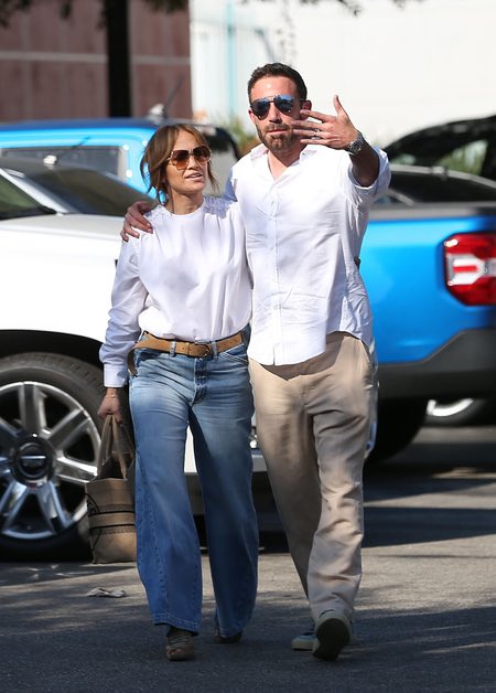 Jennifer Lopez and Ben Affleck in LA today.