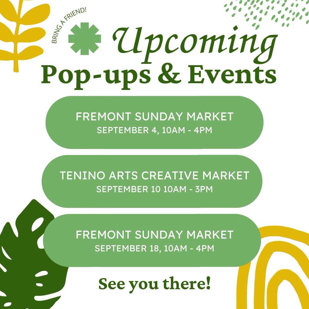 New month, new art markets! Catch me in Fremont twice this month and join me in Tenino for the last Creative Market of the season!
trishahall.com/events