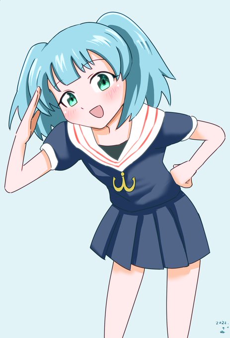 佐世保の非公式キャラ『碧波みなと』のファンアート9月9日が誕生日らしいです。たぶん佐世保九十九島から#佐世保 #碧波みなと 