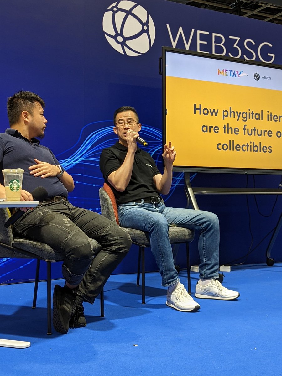 UKISSTech's tweet photo. What's up, #COMEX2022? Come hang out with UKISS Technology at the @web3sg section and talk crypto, NFTs, and cold wallets.
Happening now: Director Ben Chan is sharing the stage with @metaviworld and @MightyJaxx, discussing phygital items and the future of collectibles. https://t.co/CP8W0C3R6h