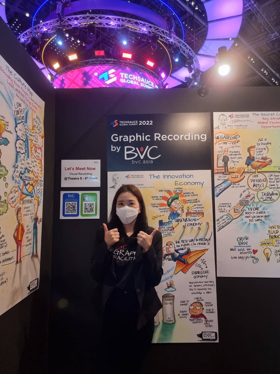 bvcasia's tweet photo. Ultimate Team of #graphicrecording led by @panitthanya @AmornratSu @mintninay created 16 #visualnote + #visualcontenting in full color from the best #tech #conferences in Asia. Techsauce Global Summit 2022 BKK TH #TSGS2022 #workhardplayhard #teamworkmakesthedreamwork #afterparty https://t.co/ooWUCL7GX1