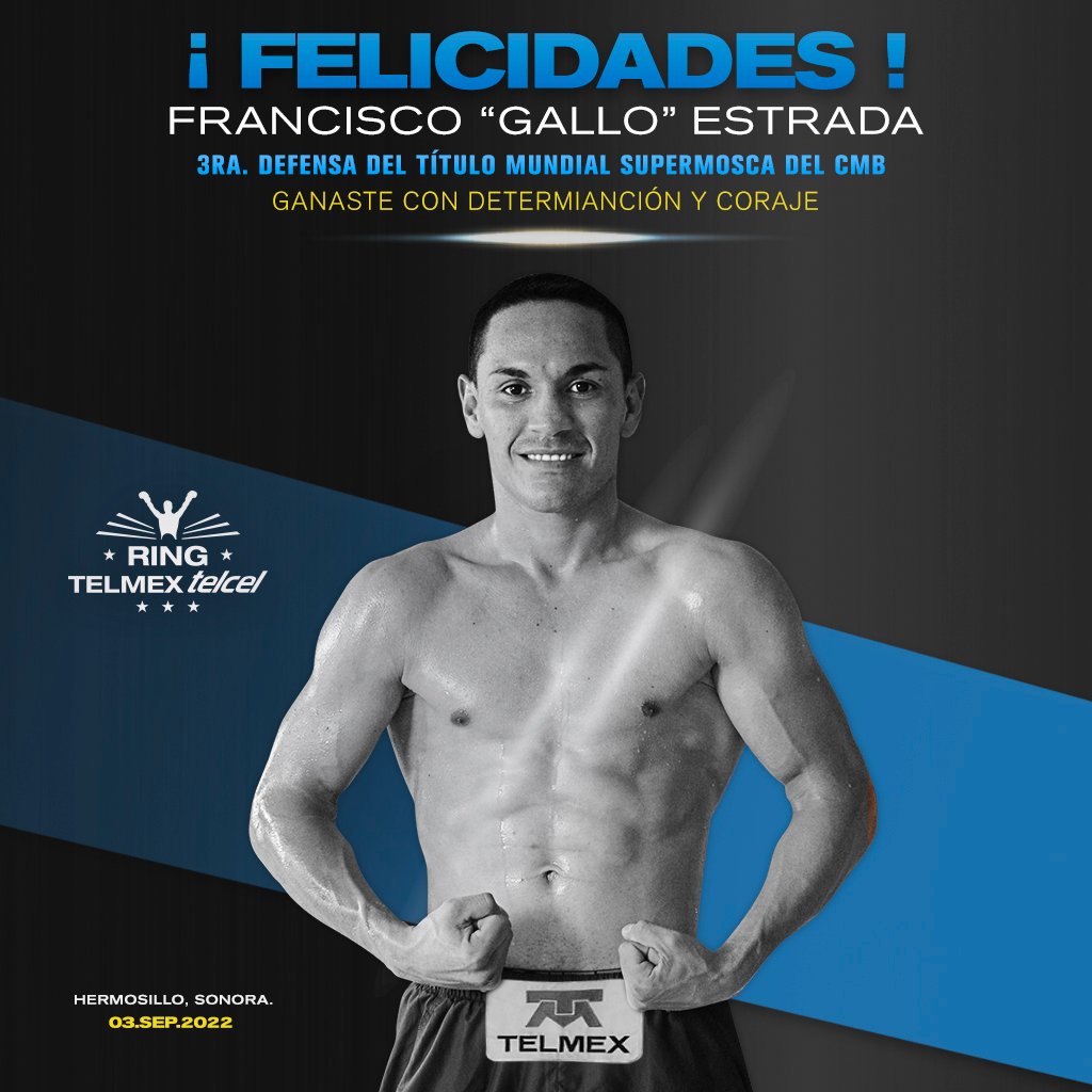 RINGTMXTELCEL's tweet photo. ¡Felicidades @GalloEstradaOfi y @ERockyHernandez! ✨Campeones✨ orgullo 𝐑𝐢𝐧𝐠 𝐓𝐞𝐥𝐦𝐞𝐱-𝐓𝐞𝐥𝐜𝐞𝐥. 🥊🏆💯🔝 

#GalloEstrada #Campeón #Supermosca #TerceraDefensa #CMB #RockyHernández #Defensa #CampeónPlata #Superpluma #WBC #RingTelmexTelcel https://t.co/mP0shqIcoA
