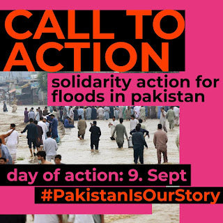 earthuprisingSo's tweet photo. ❗Global day of solidarity action - #PakistanIsOurStory - 9th September❗

A third of Pakistan is underwater, thousands were killed, homes and land destroyed. Pakistan is one of the least responsible countries for the climate crisis, yet it's suffering the hardest. https://t.co/lUsCL9DJvi