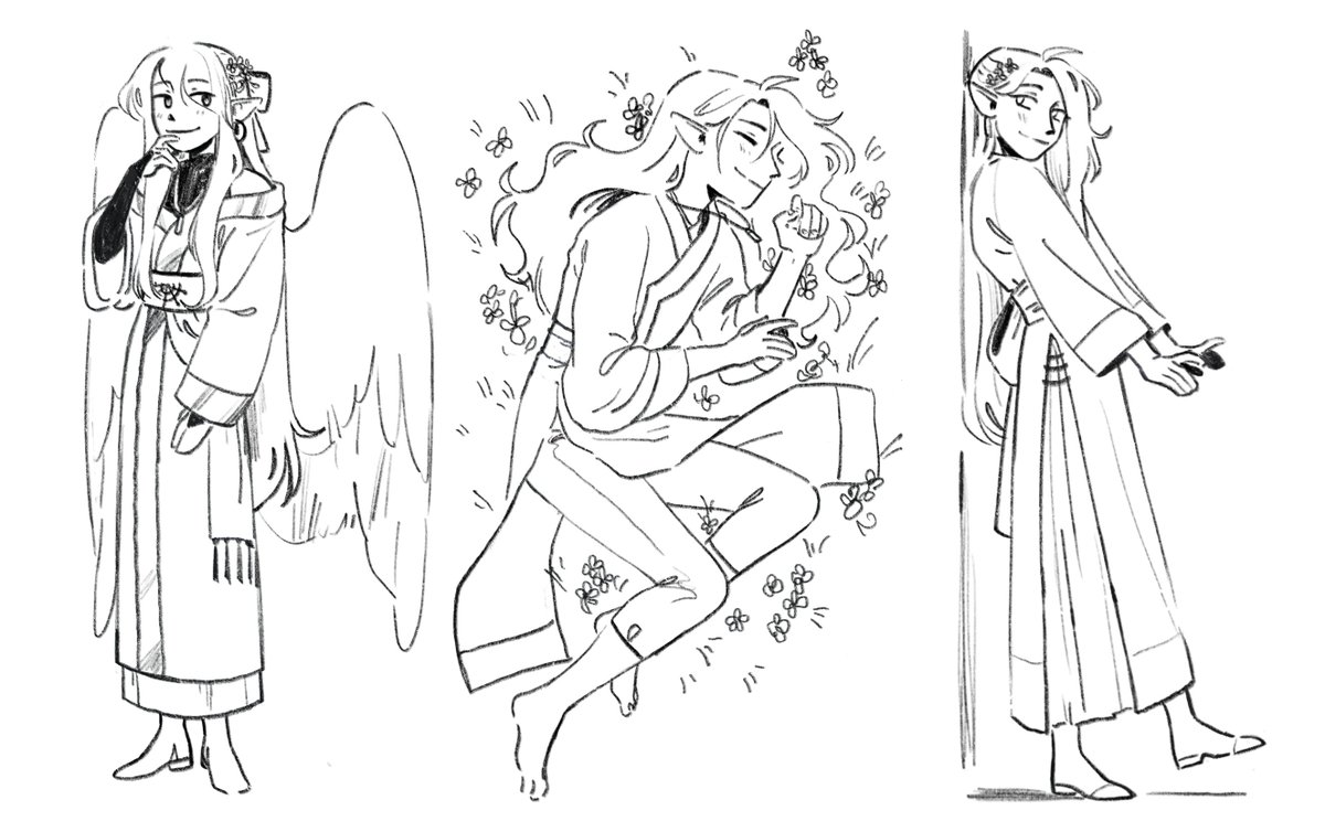 sketchpages! juniper, han, aelya! 