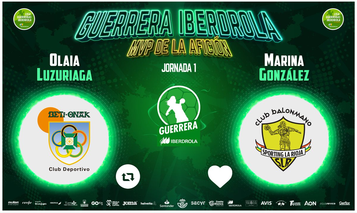 ⭐️ #GuerreraIberdrola - Jornada 1
  
🆚 <a href="/Beti_guerreras/">Replasa Beti-Onak</a> : @SportingLR 
 
♻️ RT: <a href="/olaiaaluzu/">Olaia Luzuriaga</a> 
❤️ Me gusta: <a href="/Marinaa6_bm/">Marina</a>