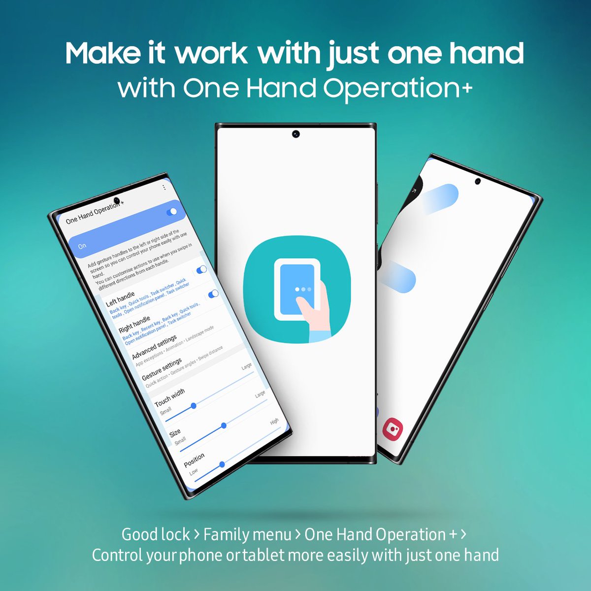 SamsungSriLanka's tweet photo. #OneHandOperationPlus on #Samsung GoodLock allows to extend gesture controls on either side of the screen, and set custom actions based on your needs.
Download the #SamsungGoodLock app via Galaxy Store now!
https://t.co/kVvggy1JlM https://t.co/H8MQdA4Ohp