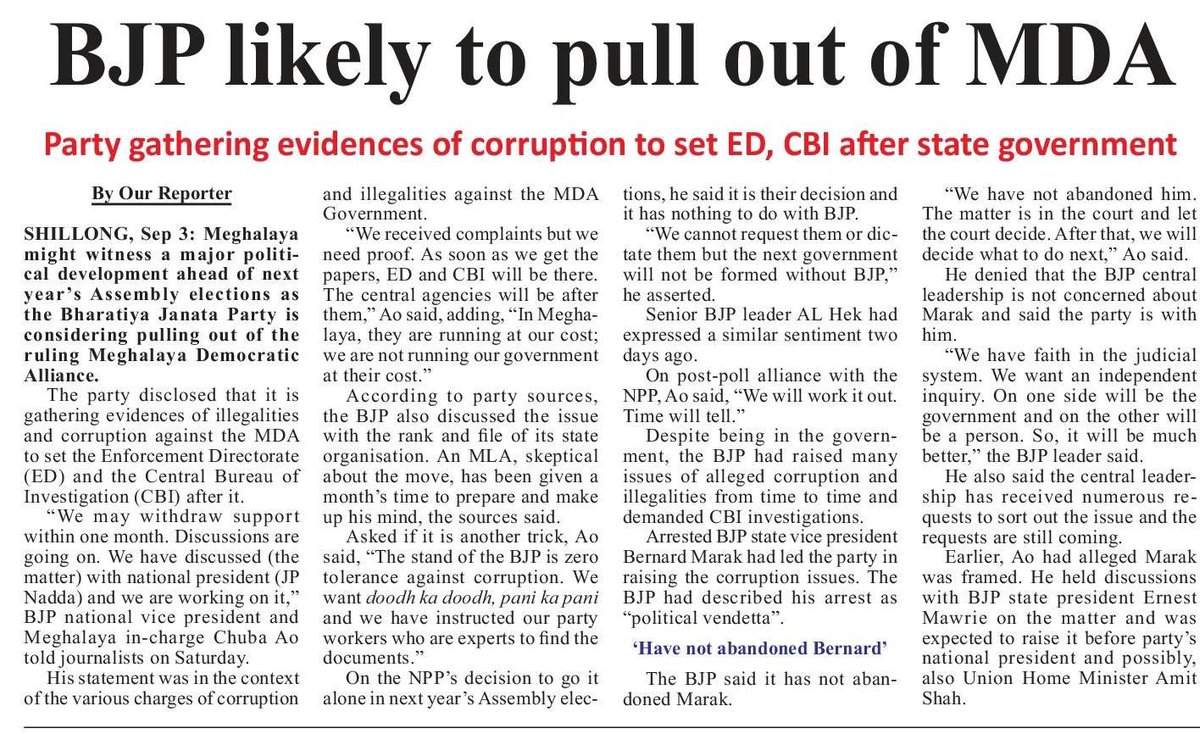 AITCofficial's tweet photo. Classic case of ‘THE POT CALLING THE KETTLE BLACK’!

Interesting to see if @BJP4India now deploys their puppets ED &amp; CBI against @nppmeghalaya and sets the stage for another drama.

People can see through their pre-poll gimmicks &amp; will reject this Meghalaya Disaster Alliance! https://t.co/PwfJ6NCAXI