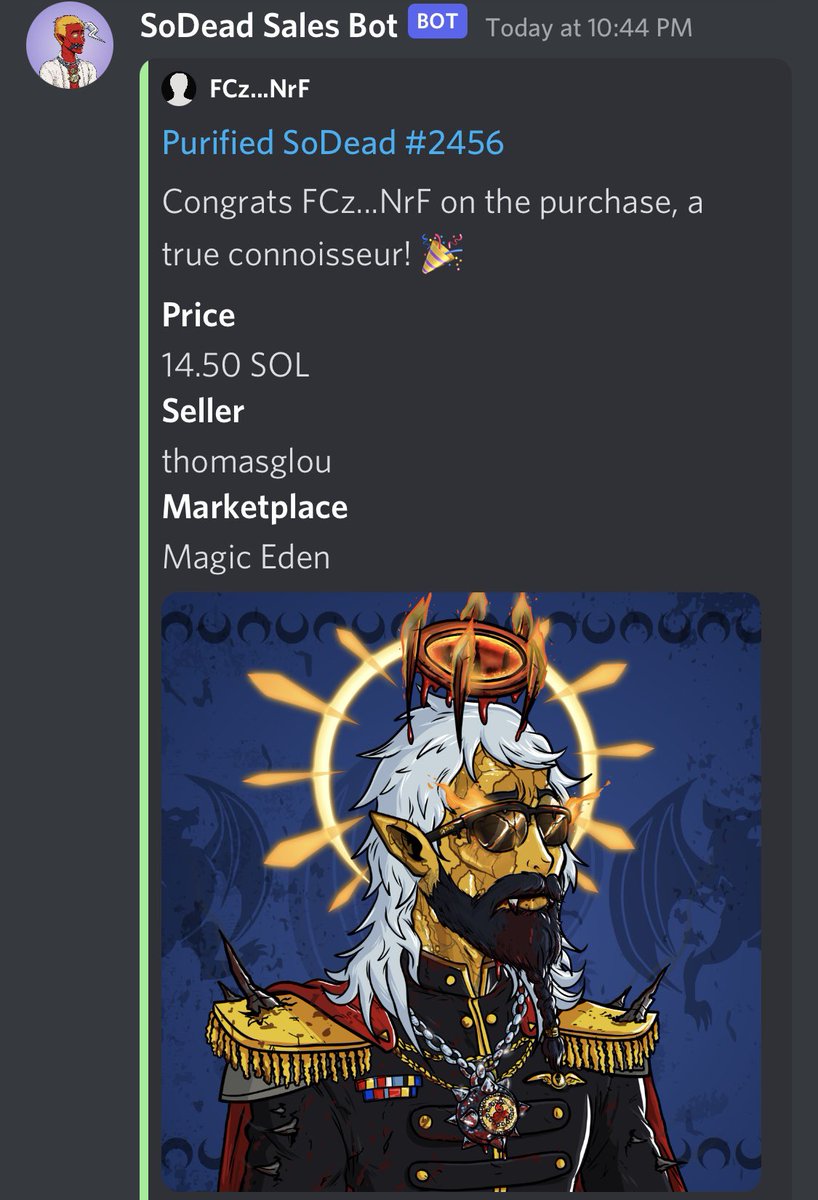 SoDeadBatDao's tweet photo. Looks like the Bat Tribe has made enough noise to warrant a purchase of this magnitude 👀
Congrats to the true connoisseur that made this purchase 🎉
Bats are rising 🦇🩸🔥
#SoDead #BatDAO #IMSoDead #SolanaNFTs #Solana #NFTs #LFDIE #WAGBDEAD https://t.co/R8lflGt4Ca