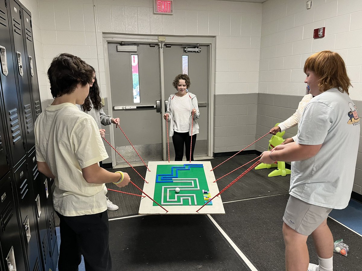 CCantkier's tweet photo. Students worked on communication, problem solving, and teamwork skills by solving a life size Labyrinth board made of Legos. #ACSmasterpiece @ACS_System #StemEducation @LEGO_Group https://t.co/WJufLYp2a4