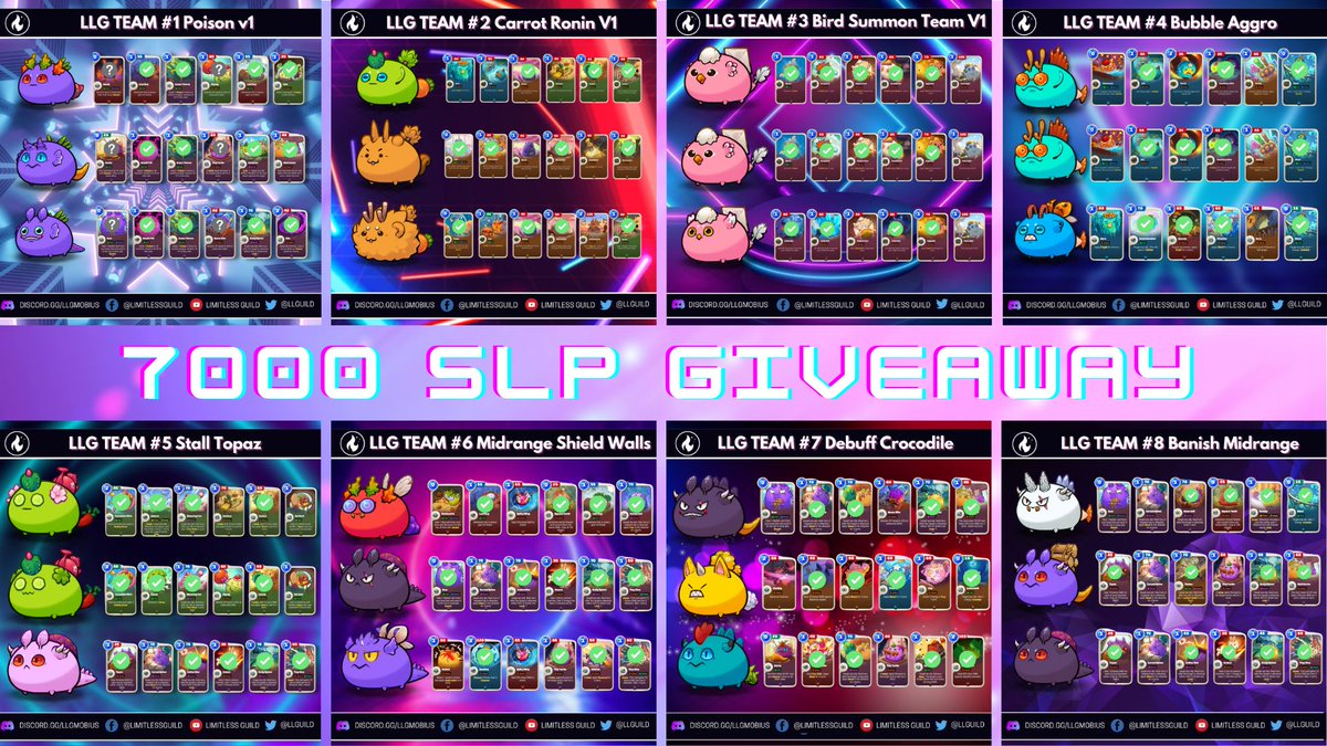 𝟳,𝟬𝟬𝟬 𝗦𝗟𝗣 𝗚𝗜𝗩𝗘𝗔𝗪𝗔𝗬!!!💜
Our Teams ✨

✅Follow <a href="/LLGuild/">☀️ LedgerLegends</a> <a href="/LucasLow_LLG/">Lucas Low</a> @Queen_LLGMobius @Hermie_LLG
✅Retweet this post
✅Must join our server! discord.gg/llgmobius
✅Comment with your discord tag!
✅Tag 5 friends

🗓️ Announce on September 9, 2022 🔥

#AxieOrigin