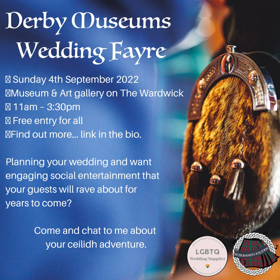 ***Today***

Planning your wedding and have no idea where to start?🤯

Join me to find out how a ceilidh does this and much more at the Museum of Making💬

#Derbyshirebride #Derbyshirebrides #lgbtweddingideas #lgbtweddinginspo #Derbymuseum #Weddinginsp #InclusiveWeddings #Derby