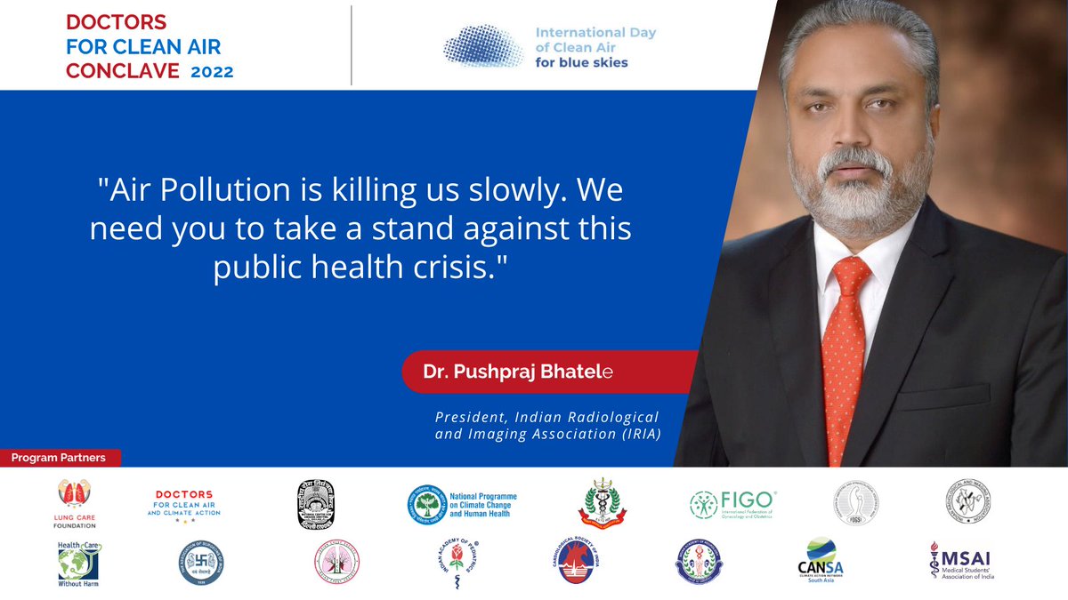 icareforlungs's tweet photo. "Air Pollution is killing us slowly. We need you to take a stand against this public health crisis", says Dr. Pushpraj Bhatele, President, Indian Radiological and Imaging Association (IRIA)
#DFCACon #TheAirWeShare #WorldCleanAirDay #RXCleanAir https://t.co/h9k4w6E4Qq
