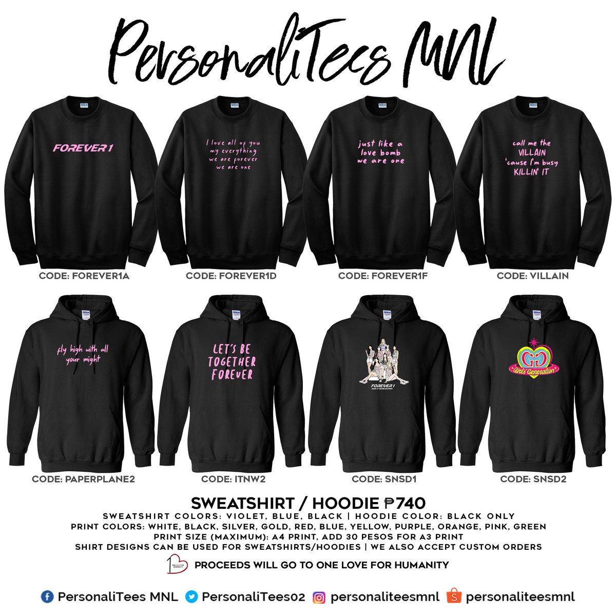 madeformoreph's tweet photo. Pre-order #GirlsGeneration-inspired merch for a cause! 💗

• Payment deadline: Sept 15
• Ship-out: Oct 13-20

Get a chance to win FOREVER 1 album (1 item = 1 raffle entry) 🥳

🔗 https://t.co/xzMo6I5kW9

Proceeds will go to @lovehumanityph #OneLoveForLearning. https://t.co/UCoHn5ZNZq