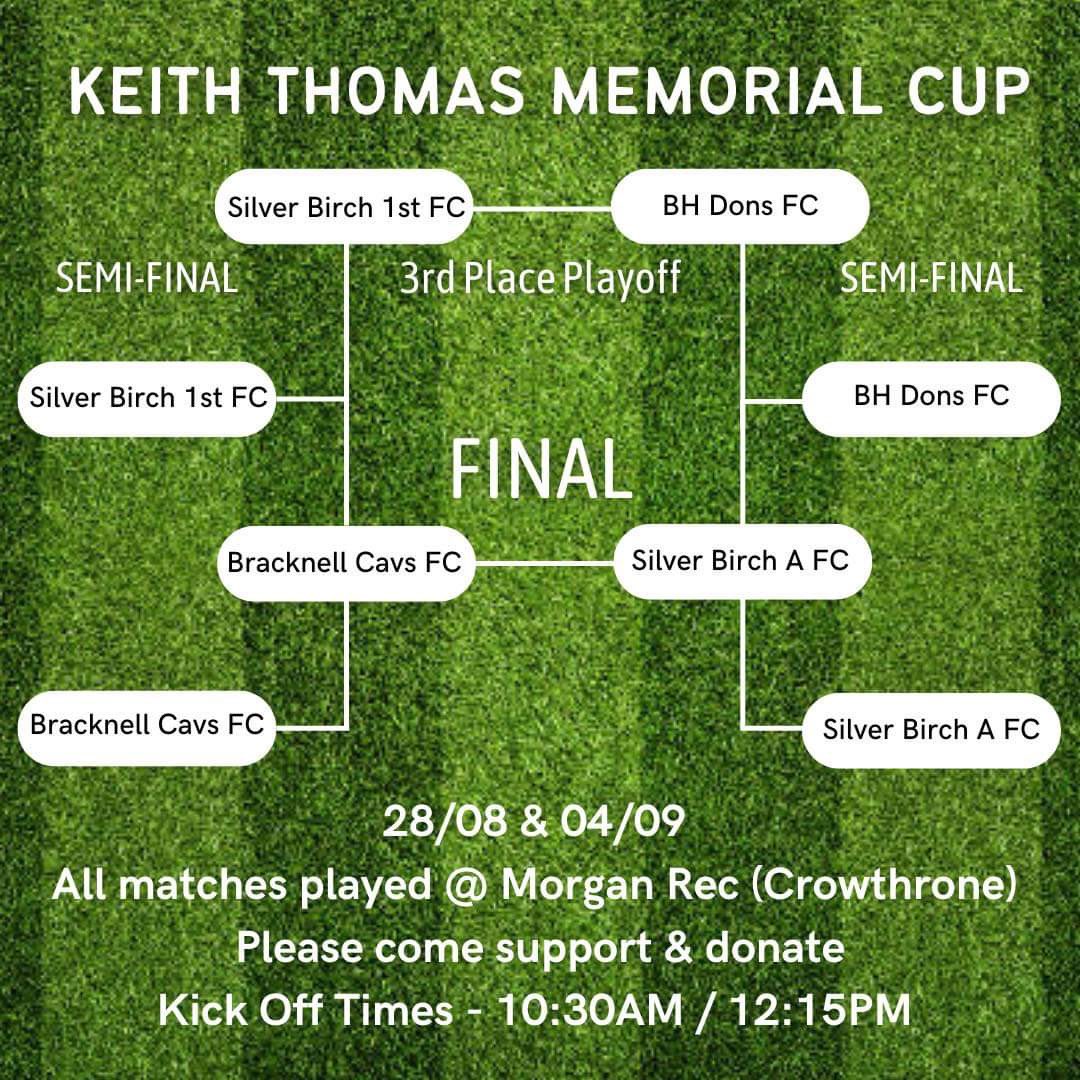 Bracknell_Cavs's tweet photo. And it’s here, the final PSF game ⚽️

The Keith Thomas Memorial Charity Cup 🏆 

Please come support the boys and help us raise as much as possible. 

Game 1 is a 1030 KO
Game 2 is a 1230 KO 🏆 

Charity details below. 

https://t.co/bYXhTUx1Cf

@bracknellsunday
@fiberkshire https://t.co/OXOWwyoAWH