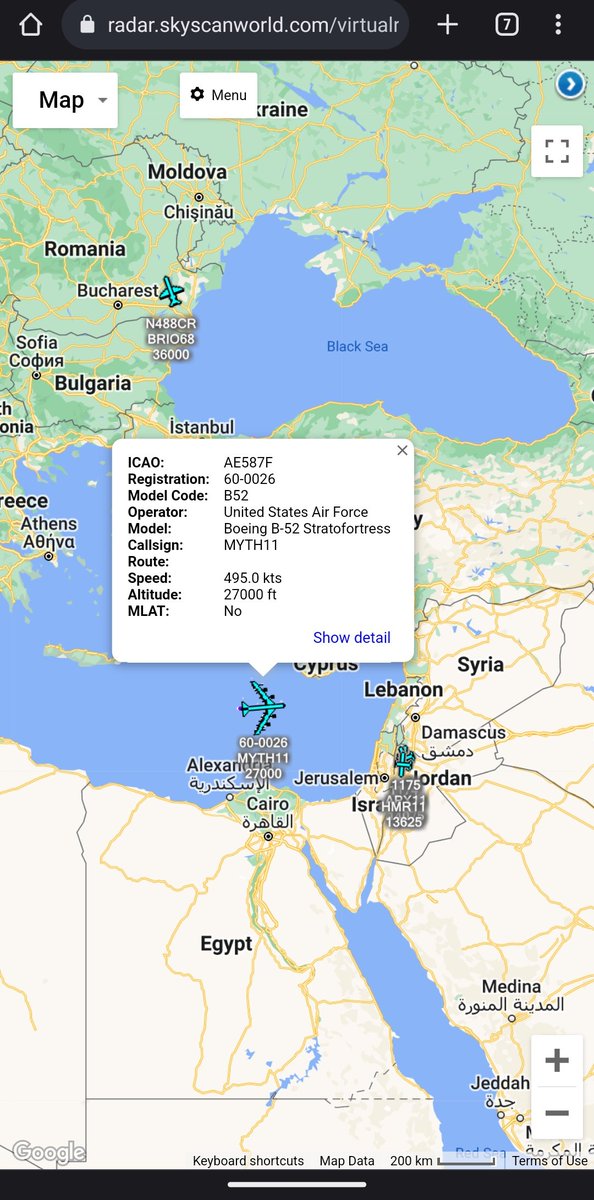 scan_sky's tweet photo. #MYTH Flight Currently Over The Eastern Mediterranean.
#MYTH11 - 60-0026 "Dakota Avenger" https://t.co/NNuFtmdDFR