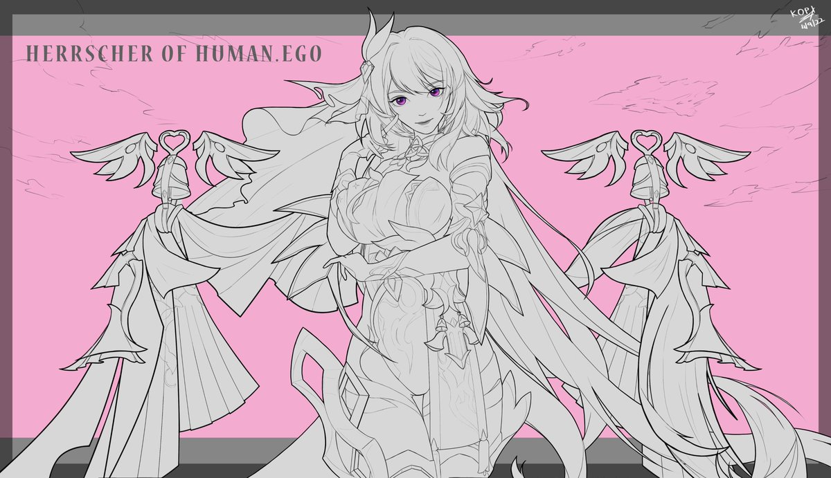 l_kopi's tweet photo. Drawing Line Art First 
Hopu u guys like it😄

#HonkaiImpact3rd #lineart #FANART  
#崩坏3 https://t.co/CyMDgcFKXt