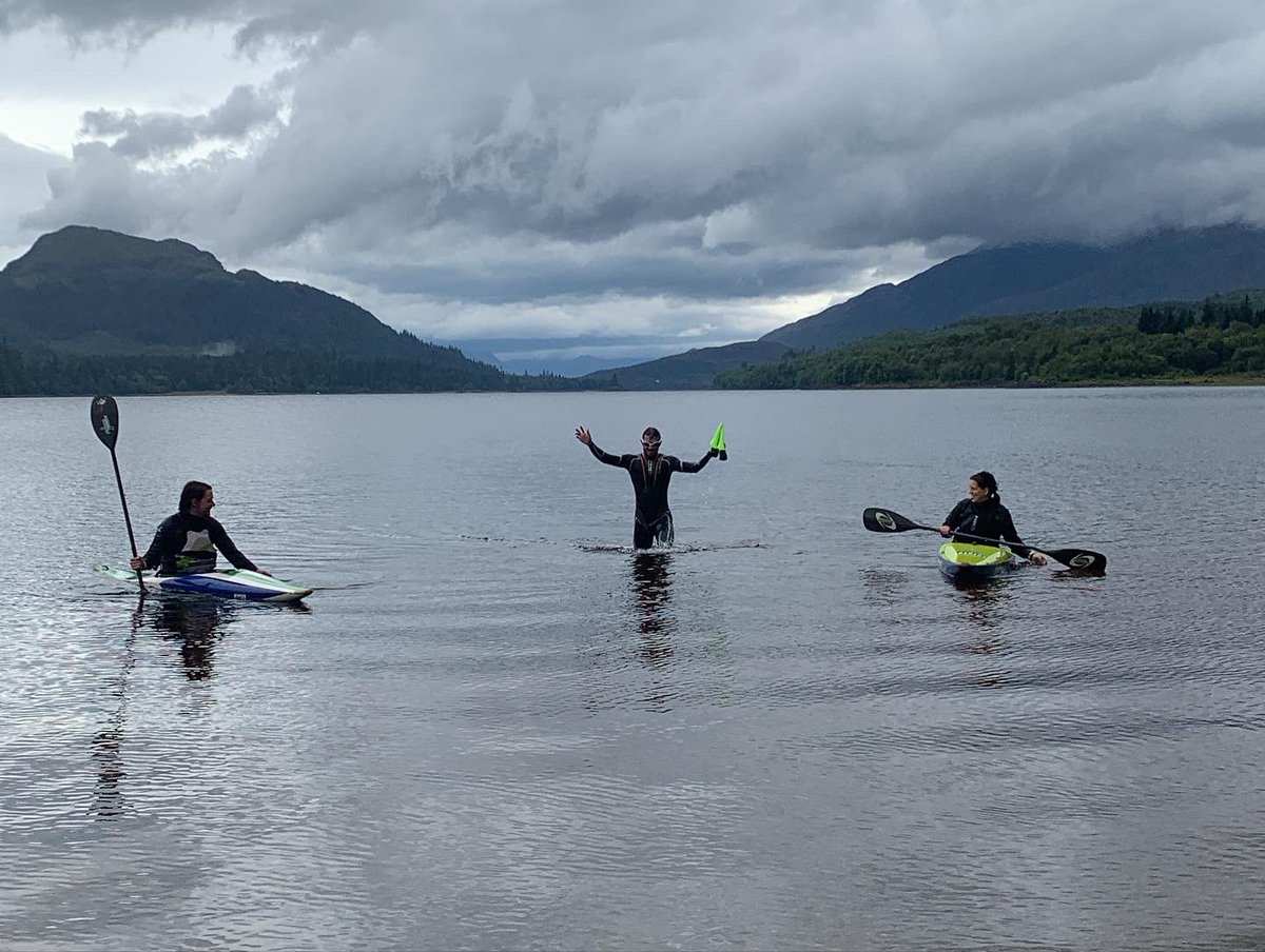 FeelBetterTour's tweet photo. Finally managed to make it into the water for my swim! Though not the full length of the loch, I started from where I finished cycling yesterday and swam 3 miles to the other end of Loch Laggan. https://t.co/hBXqMq7IiN