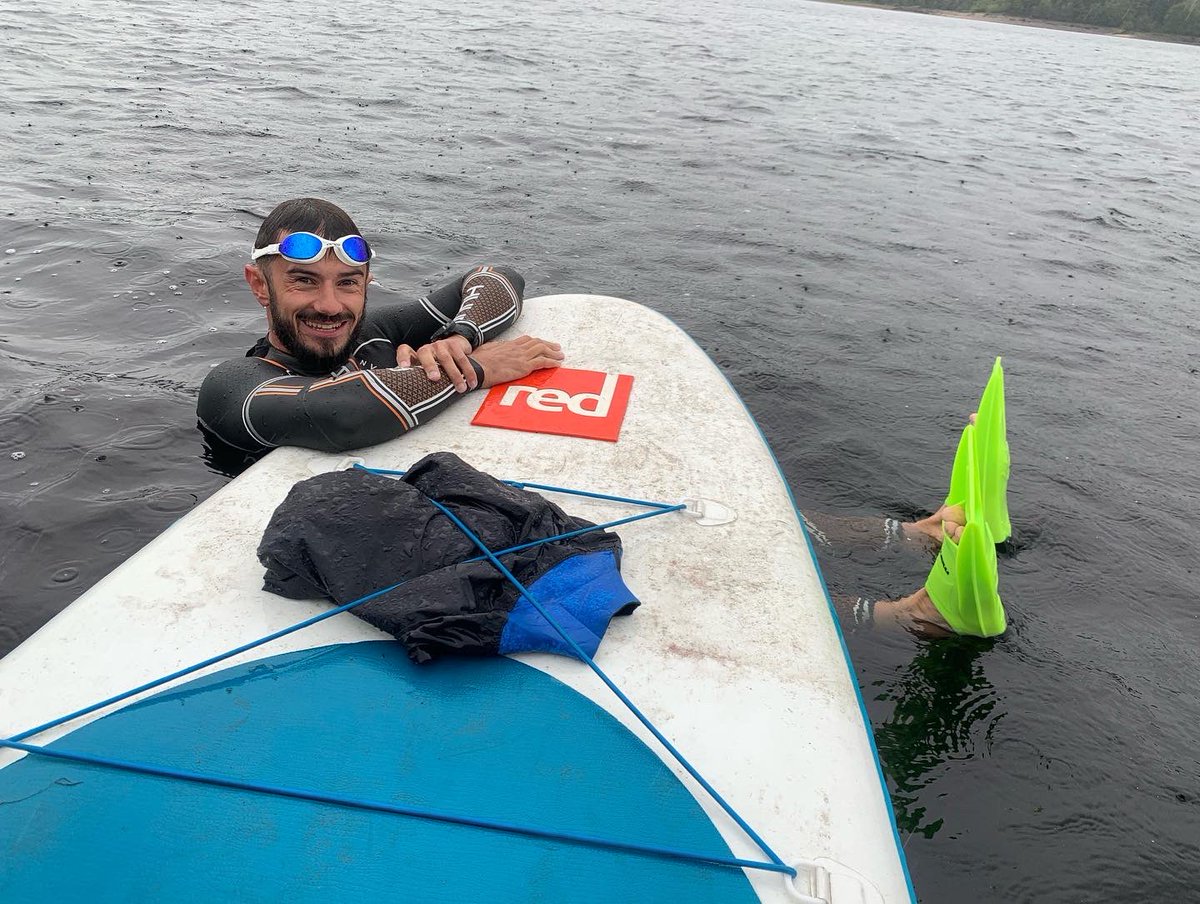 FeelBetterTour's tweet photo. Finally managed to make it into the water for my swim! Though not the full length of the loch, I started from where I finished cycling yesterday and swam 3 miles to the other end of Loch Laggan. https://t.co/hBXqMq7IiN