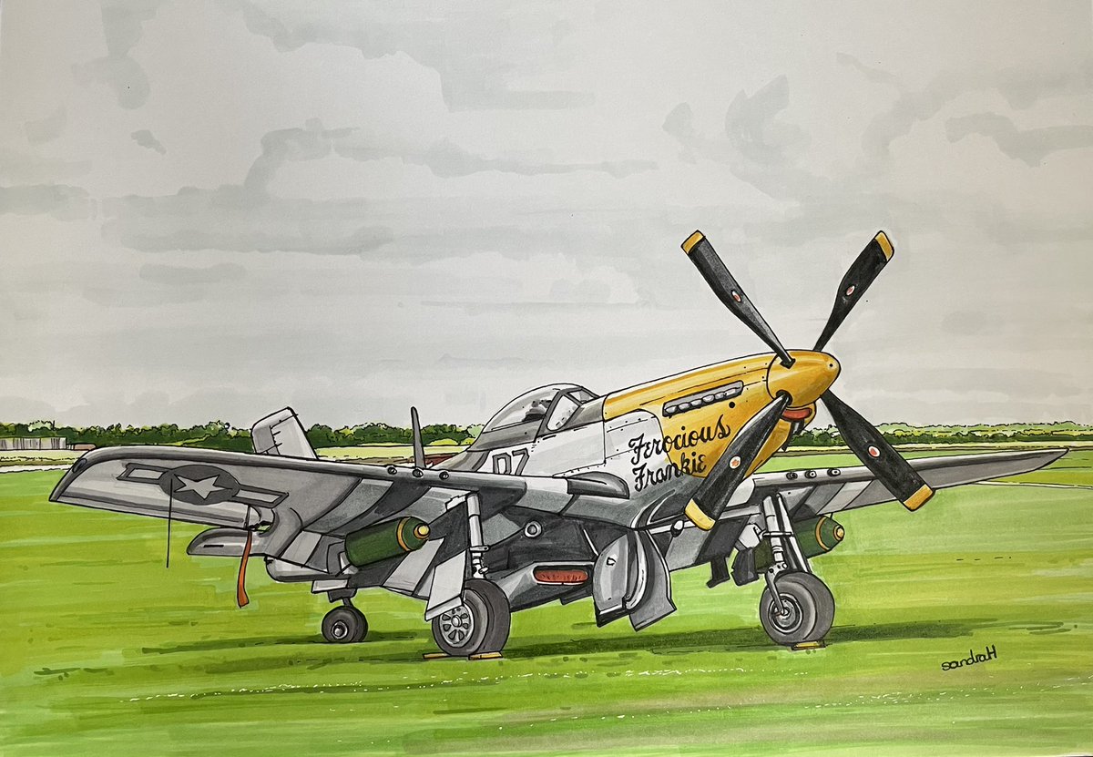 brown_sandrah's tweet image. Couple of fails on this one, thought I was drawing a Spitfire but turns out from a very reliable source (hubby) it’s a P51D Mustang 🤣 also didn’t quite finish in time for craft fair at air show #ferociousfrankie #p51dmustang #etsyshop #etsyuk #etsyseller #listmyetsy #scrawlrbox