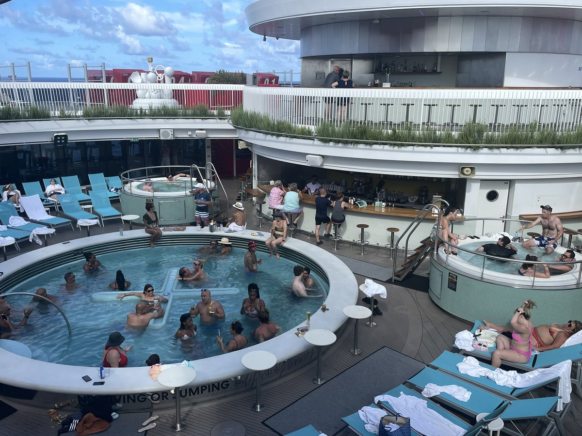 Having a fabulous time on the scarlet lady but <a href="/VirginVoyages/">Virgin Voyages ⚓️</a> where are your hoists to the pool, jacuzzi and hot tubs??? It’s a brand new ship! C’mon you’re smarter than this…