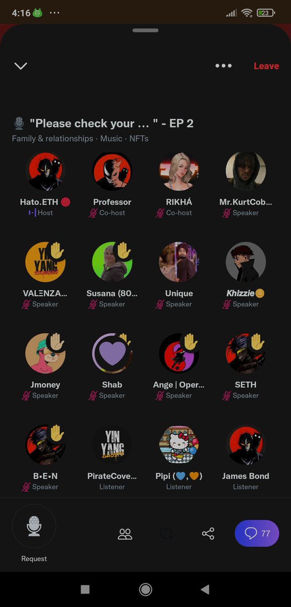 I was rugging earlier but still managed to join the space. 🙏 listening to the fam.
<a href="/OperationSIN/">operationSIN</a> 
<a href="/HatoETH/">Hato</a> 
<a href="/HelenKellerETH/">HelenKeller 🔴</a>
#SINNERS #SINNERSUPPORT #Sinner
