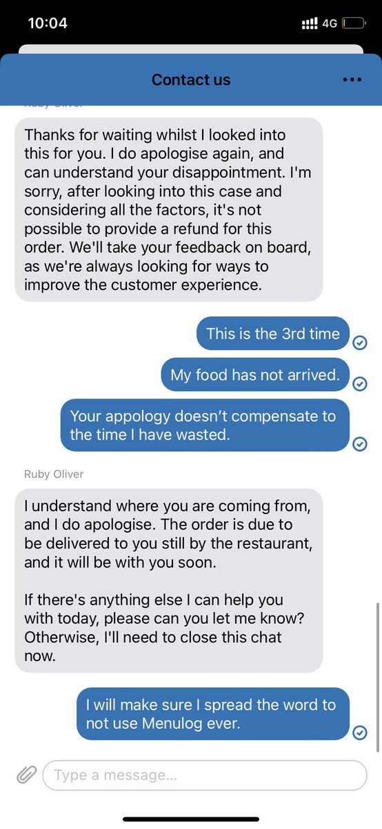 Manasvi_95's tweet photo. @GorleAadit @Menulog My order didn’t arrive for 2 hours and the customer care was arrogant and didn’t take ownership of the delay. Highly disappointed. @Menulog you will never make business with this attitude. https://t.co/pPHctNxXxc