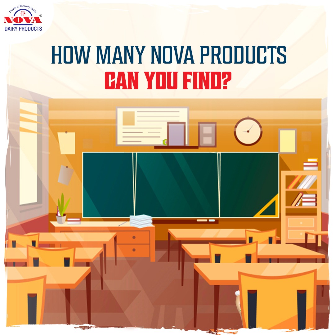 #teachersday Let's go back to our school days. Can you find the number of Nova products hidden in the classroom? If yes, tag your friends/teacher and drop the correct answer in the comments!! Hurry!!! . #NovaDairy #teachers #teacher #teacher #teachersday2022 #HappyTeachersDay2022