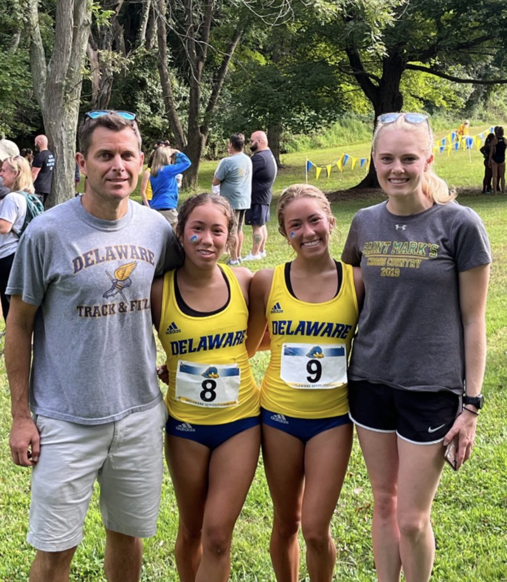 SaintMarksHS's tweet photo. Our State Champion @SpartanRunner Coaching Staff cheered on two of the best XC Spartan Runners in Saint Mark’s history, Stephanie & Tiffany Herrera ‘22, as they made their debut for @DelawareTFXC!
Lets go Stephanie & Tiffany!
🔰🥇🥇🏃🏽♀️🏃🏽♀️💨
#ThePlaceToRun #SaintMarksHS https://t.co/BbZil9ebrl