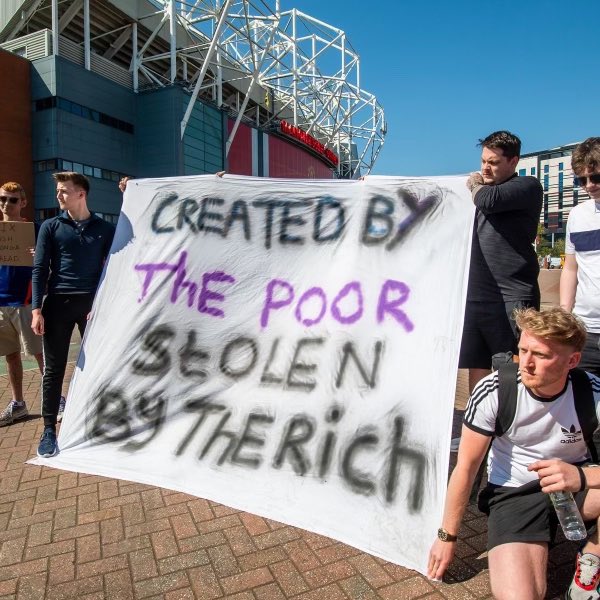 themanutdbuff's tweet photo. It’s one of the older rivalries and it has a lot of meaning. So does today’s protest of #GlazersOut!

The Glazer family have sucked out not just money but also ruined the club and its structure.

They need to leave. 
THE TIME TO STEAL STOPS NOW! https://t.co/tAeYGcqHGi