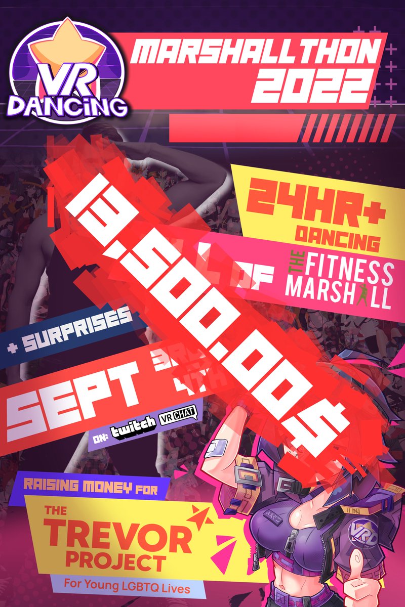 VRD_Official's tweet photo. Thanks to everyone for this year #Marshallthon at #VRDancing!

WE RAISED ON THE DOT: 
$13,500.00 for the @TrevorProject
Thank you again the @VRChat Community!

Doing ALL of @TheFitMarshall videos, for 27hours!
#VRChat #VR #Dancing #Dance #charity https://t.co/yKNVqkcoHZ