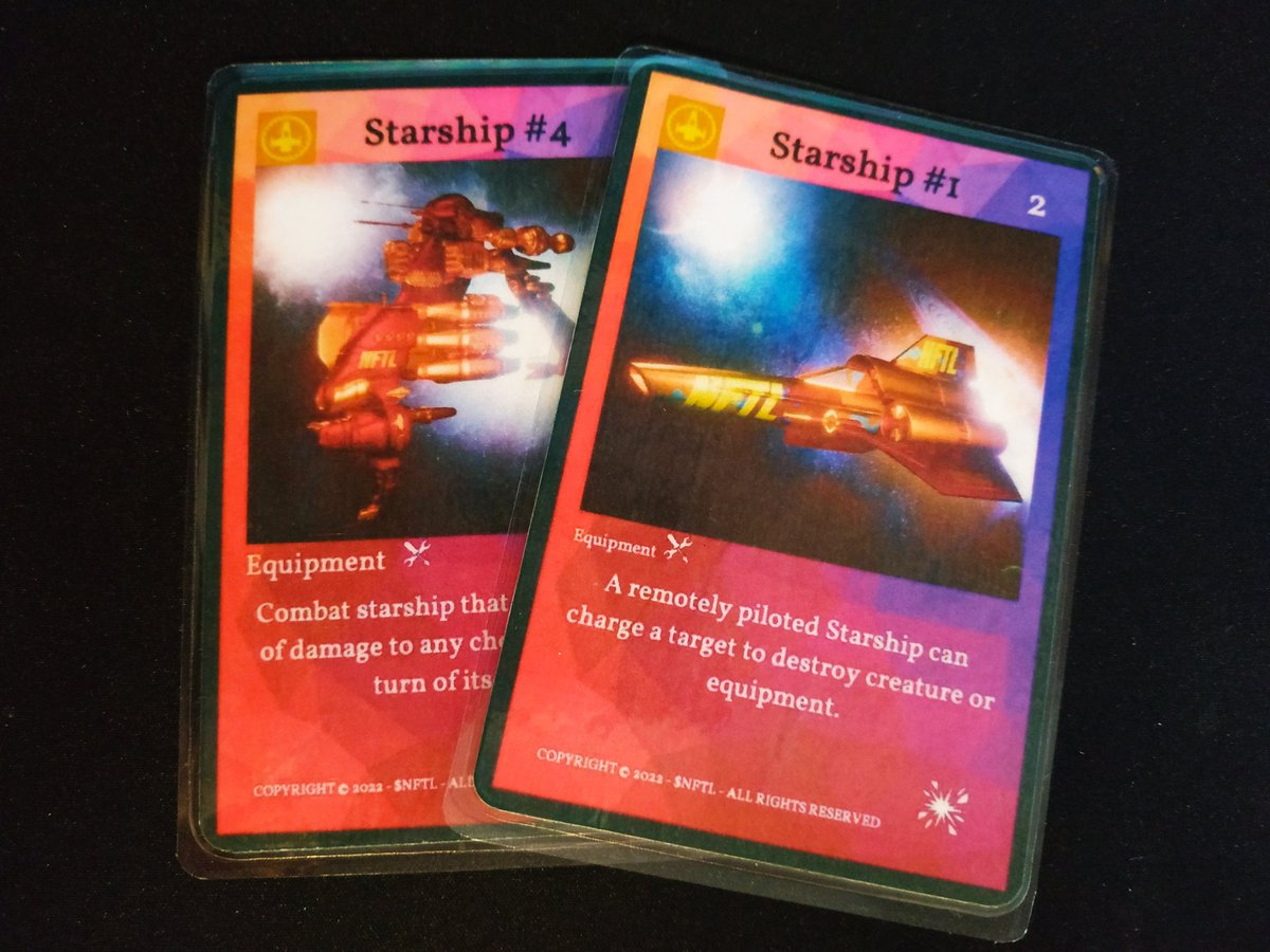 NFTL EQUIPMENT CARDS Collection. All "MANA" cards can be used to summon and play cards from this collection. Compatible and playable with the rules of the " Magic : the Gathering " card game : so you can play against a " Magic " card opponent. 
#MagicTheGathering