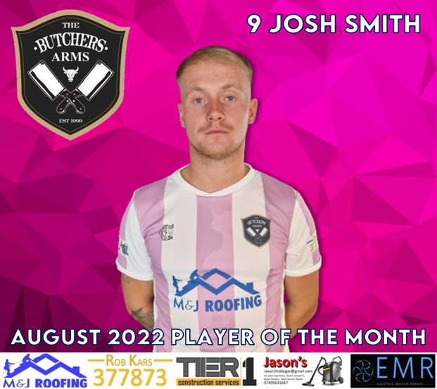 ButchersArmsAFC's tweet image. 𝗔𝗨𝗚𝗨𝗦𝗧 𝗣𝗟𝗔𝗬𝗘𝗥 𝗢𝗙 𝗧𝗛𝗘 𝗠𝗢𝗡𝗧𝗛 🌟

Congratulations to @josh7smithh, who has been a rock at the back so far this season, and was voted as our Player of the Month for August! 👏🏻 #UppaButch

🥇 @josh7smithh (50%)
🥈 @matt_saunders92 (31%)
🥉 @DylanHarding14 (19%)