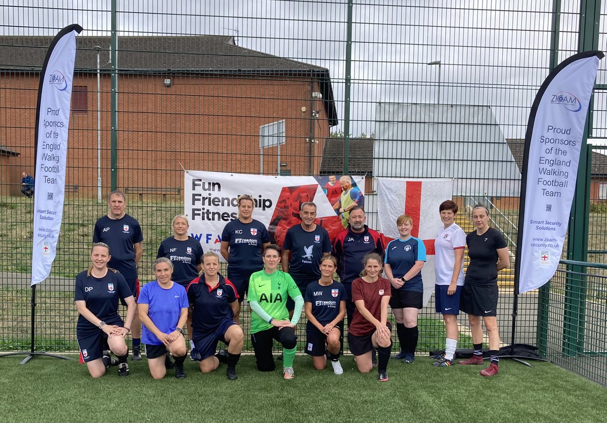 thewfauk's tweet photo. Training days for England Women 40s and 60s at  Wellingborough. Thanks to @ZicamSecurity for sponsoring England training days.  @PureRetirement @kpGroup_ #walkingfootball https://t.co/tXZzjqmCdi