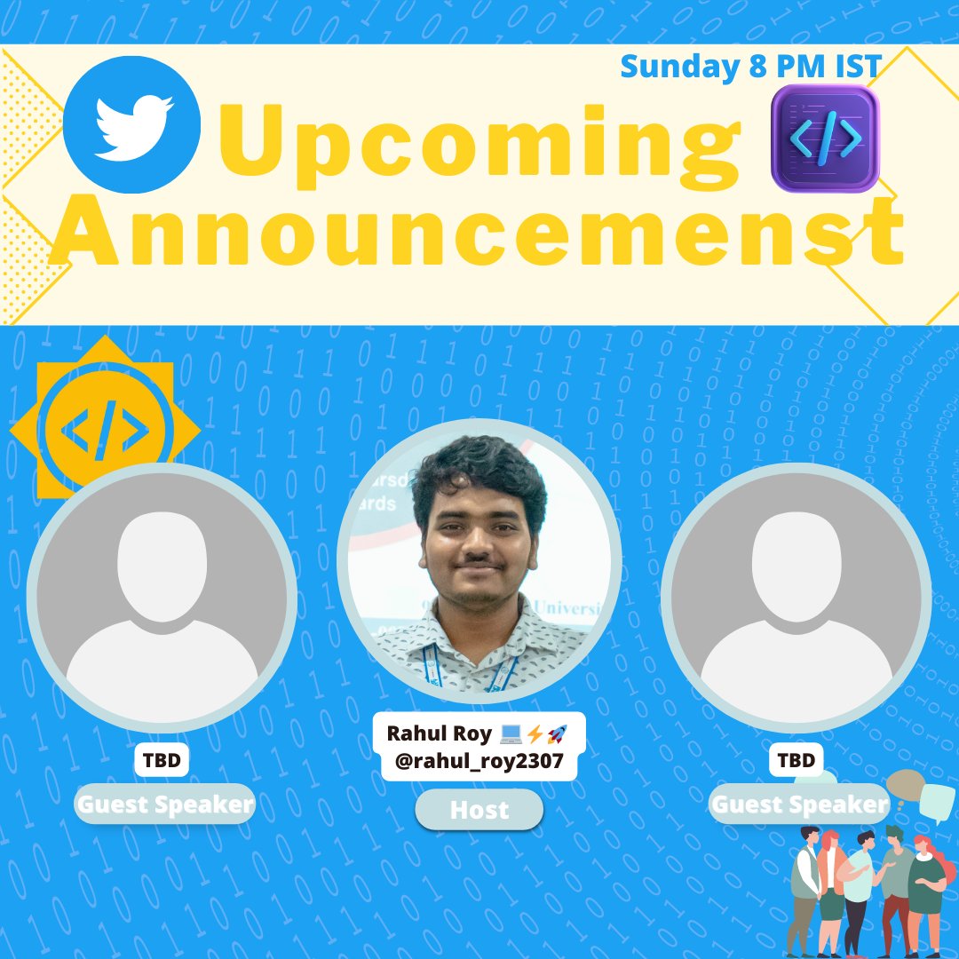 rethinkwithroy's tweet image. Sunday&apos;s Twitter Space: Upcoming Announcements 💡🚀

Hosted by
@rahul_roy2307

Co-Hosted by My Beloving Folks ✌️💖
@SharanyaMitra2
 👋

Join Here on Sunday at 8pm IST 👇


#Future #Announcements  #TwitterSpaces