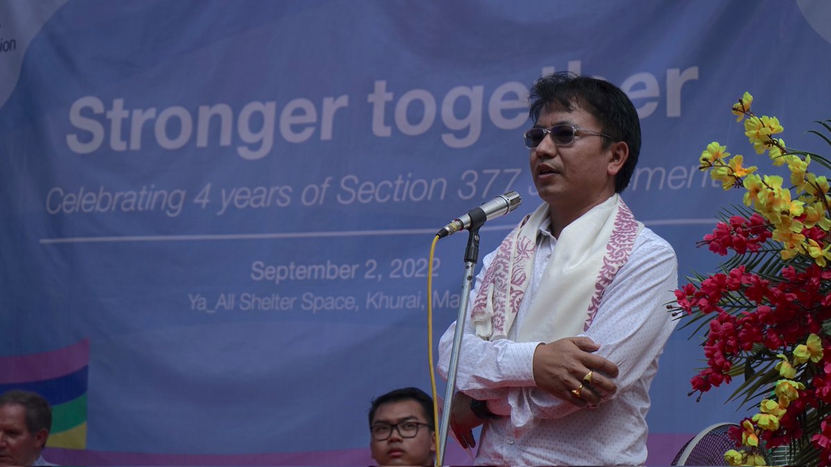 UKinKolkata's tweet photo. The UK 🇬🇧 Government joined a celebration to mark the 4th anniversary of #S377 organised by @yaall_manipur at Imphal on 2 Sept.

@NickDLow joined @khdianadevi @NgangomU &amp; @sadam_hanjabam in Imphal to talk about and celebrate #LGBT+ rights in Manipur. https://t.co/xHl8rn7jnh