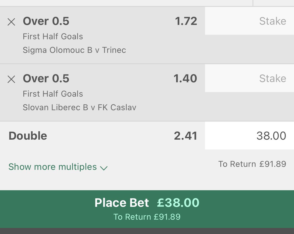 Mr_Footy_Tips's tweet photo. Inplay Challenge - £100 Target

Bet 2 - Czech Republic 🇨🇿 

Over 0.5 FH goals

£38 returns £92

Hit ❤️ if you’re following

#Inplay #FootyTips https://t.co/YJNxZA3UHX