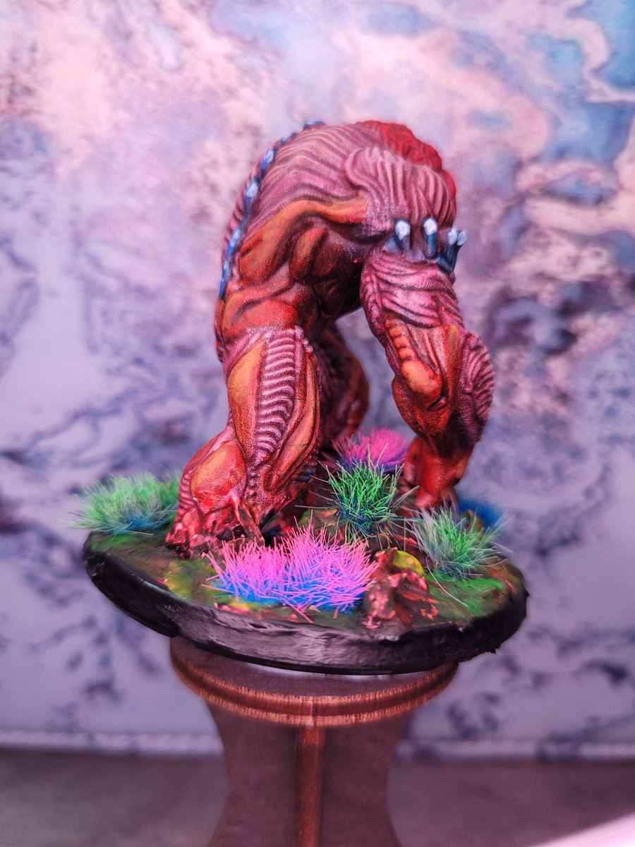 TheBaldGM's tweet photo. Almost done with my @Goblin_Squire #goblinspiration Brain Golem.
I thought a big brain creature like this has some ability to change someones perspective (mental imaging / empathy / telepathically), so gave him a psychedelic base. https://t.co/u9gKUUjvmZ